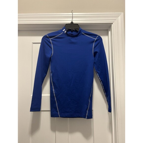 New Men Small Under Armour ColdGear Mock Neck Compression Long Sleeve Royal Blue - Picture 1 of 3
